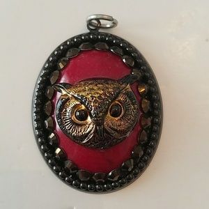 RHINESTONE red jade owl NECKLACE 🦉🦉